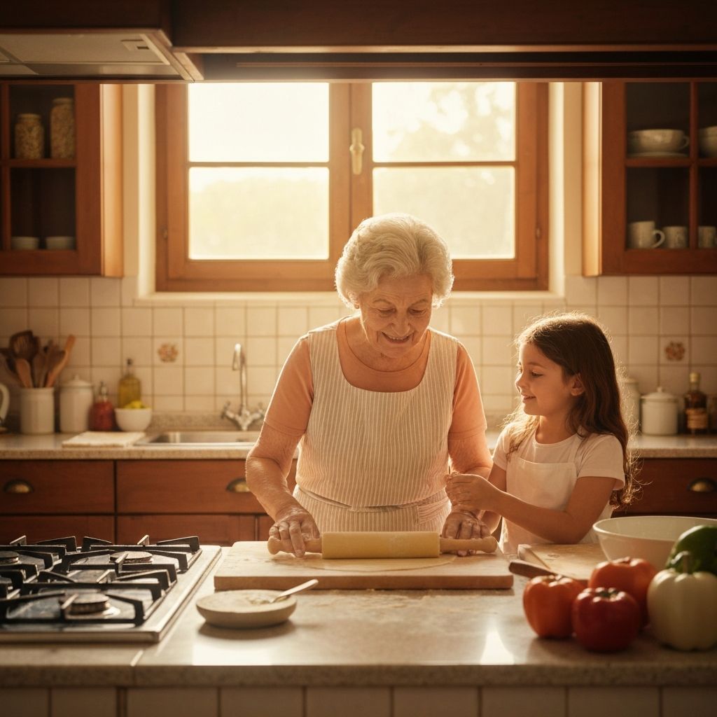 Nonna e nipote in cucina